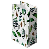 Botanische Natur in Grünblättern Kleine Geschenktüte (Rückseite Schrägansicht)