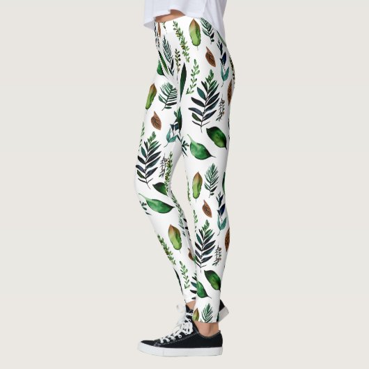 Botanische Natur in Grünblättern Leggings (Links)