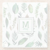 Botanische Natur in Grünblättern Personalisiert Glasuntersetzer (Rückseite)