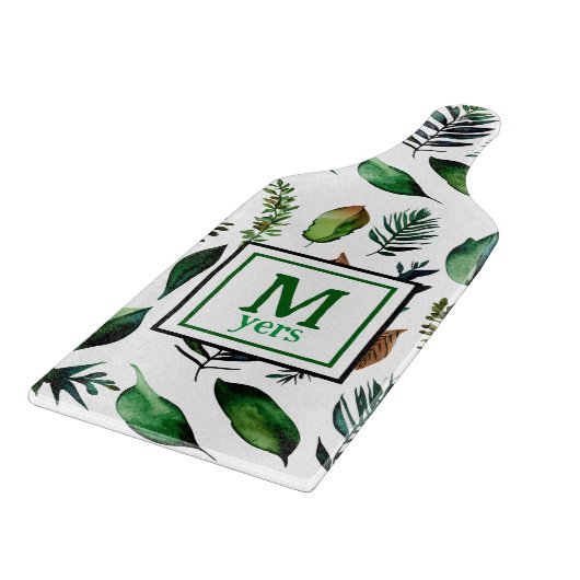 Botanische Natur in Grünblättern Personalisiert Schneidebrett (Ecke)