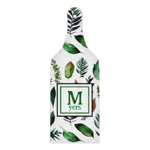 Botanische Natur in Grünblättern Personalisiert Schneidebrett