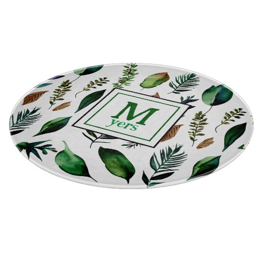 Botanische Natur in Grünblättern Personalisiert Schneidebrett (Ecke)