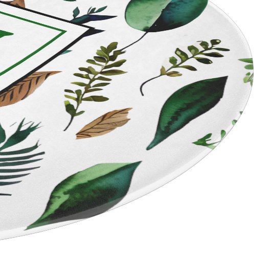 Botanische Natur in Grünblättern Personalisiert Schneidebrett (Ecke)