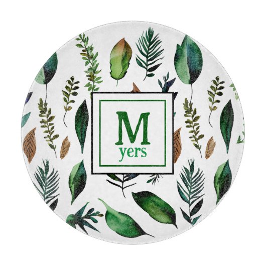 Botanische Natur in Grünblättern Personalisiert Schneidebrett (Vorderseite)