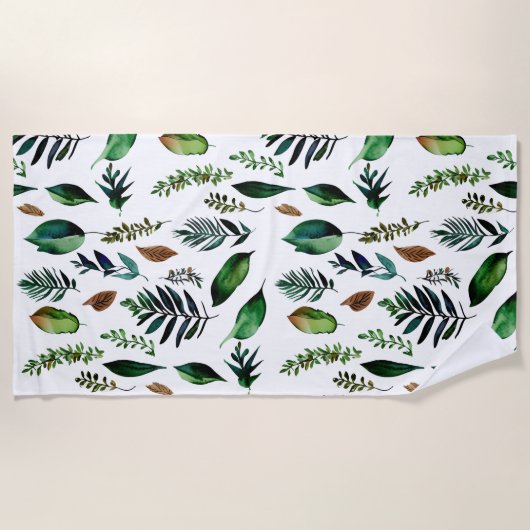 Botanische Natur in Grünblättern Strandtuch (Vorderseite)