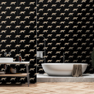 Botanische Natur Leopard Wasserfarbe Moody Black Tapete