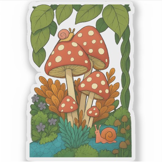 Botanische Naturkunst Aufkleber (Vorderseite)