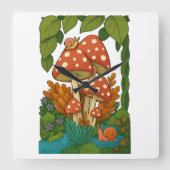 Botanische Naturkunst Quadratische Wanduhr (Vorderseite)