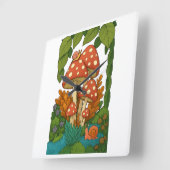 Botanische Naturkunst Quadratische Wanduhr (Winkel)