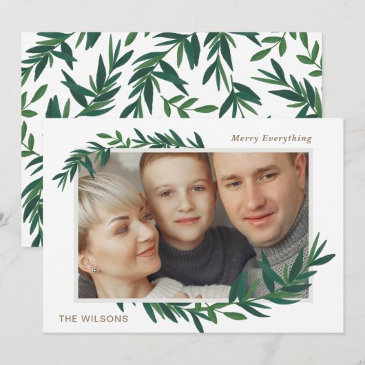 Botanische Naturwünsche Gold-Foto Feiertagskarte (Vorne/Hinten)