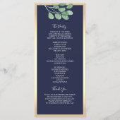 Botanische Navy Blau Hochzeit Programm (Rückseite)