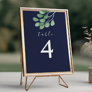 Botanische Navy Blau Hochzeit Tischnummer