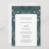 Botanische Navy Blauer Winter Hochzeit Einladung (Vorderseite)