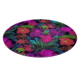 Botanische Neon-Blume Schneidebrett