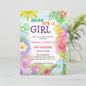 Botanische Niedliche Dinosaurier Kinderdusche Einladung (Stehend Vorderseite)