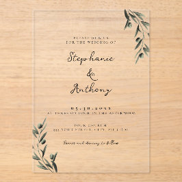 Botanische Olive Branch Blätter Italienische Hochz Acryleinladungen