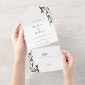 Botanische Olive Branch Blätter Italienische Hochz All In One Einladung (Abreißen)