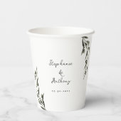 Botanische Olive Branch Blätter Italienische Hochz Pappbecher (Rückseite)