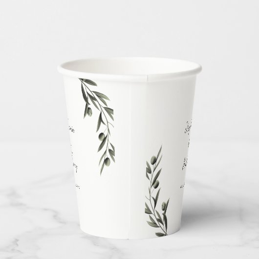 Botanische Olive Branch Blätter Italienische Hochz Pappbecher (Rechts)