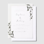 Botanische Olive Branch Blätter Italienische Hochz Pergament Einladungen (Versetzt)