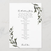 Botanische Olive Branch Blätter Italienische Hochz Programm (Rückseite)