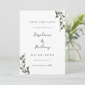 Botanische Olive Branch Blätter Italienische Hochz Save The Date (Stehend Vorderseite)