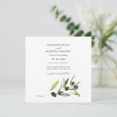 Botanische Olive Branch Hochzeit Einladung (Stehend Vorderseite)