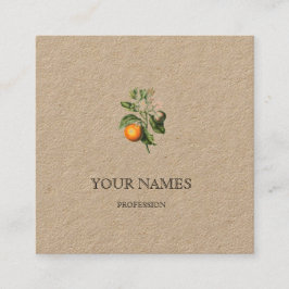 BOTANISCHE "ORANGE BLOSSOM" REDOUTÉ BUSINESS CARD QUADRATISCHE VISITENKARTE