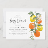 Botanische Orange- und Lemon Garland Babydusche Einladung (Vorderseite)