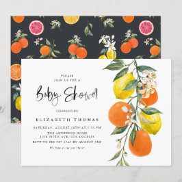 Botanische Orange- und Lemon Garland Babydusche Einladung