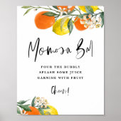 Botanische Orange- und Lemon Momosa Bar Baby Dusch Poster (Vorne)