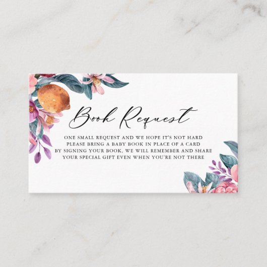 Botanische Orangen Babydusche Reservierungskarte Platzkarte (Vorderseite)