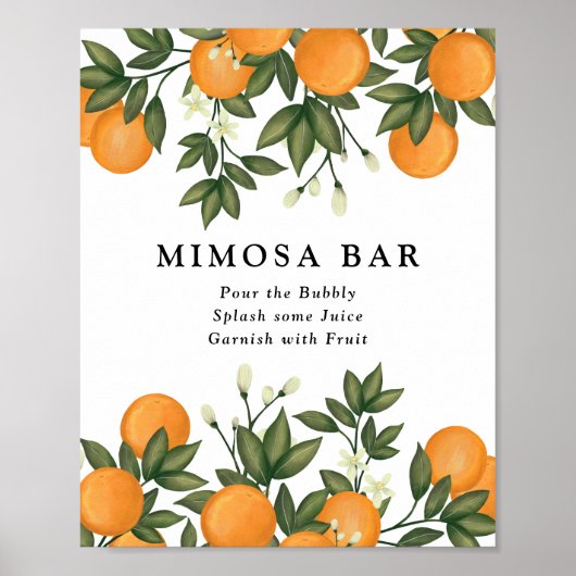 Botanische Orangen Mimosa Bar Poster (Vorne)