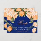 Botanische Orangen- und Marinehochzeit - UAWG RSVP Karte (Vorne/Hinten)