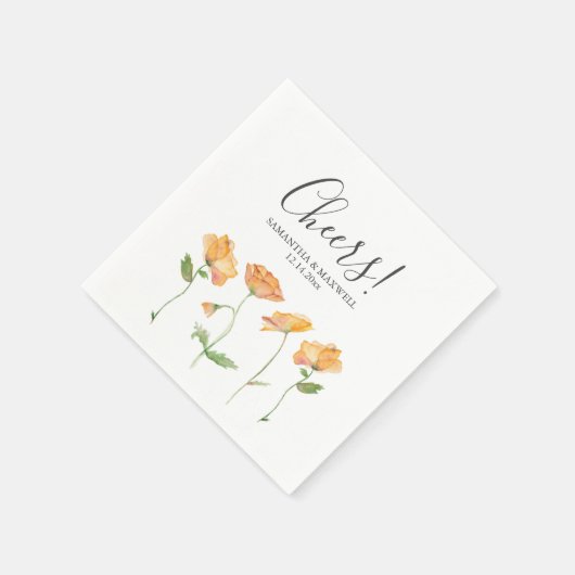 Botanische Orangen-Wildblumen Hochzeit von Napkins Serviette (Ecke)