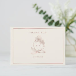 Botanische Orchid-Monogramm-Hochzeit Dankeskarte