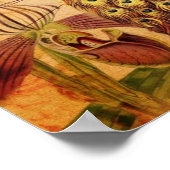 Botanische Orchidee, moderne Vintage Pfaue Poster (Ecke)