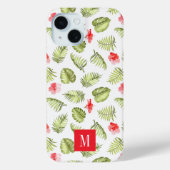 Botanische Palm-Blätter, modern rosa Monogramm Case-Mate iPhone Hülle (Rückseite)