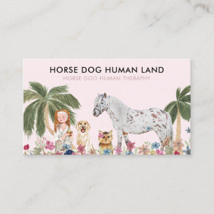 Botanische Palme Pink HORSE HUND MENSCH THERAPIE Visitenkarte