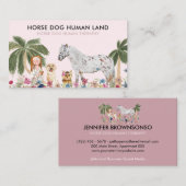 Botanische Palme Rosa PFERD HUND MENSCH THERAPIE Visitenkarte (Vorne/Hinten)