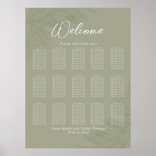 Botanische Palmen-Blätter Poster (Vorne)