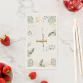 Botanische Palmen Monogram Name Green Gold Blätter Serviette (Beispiel)