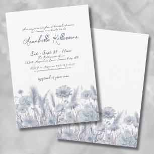 Botanische Pampas Florale Staubblaue Brautparty Einladung