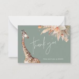 Botanische Pampas Gras Giraffe Safari Vielen Dank Mitteilungskarte