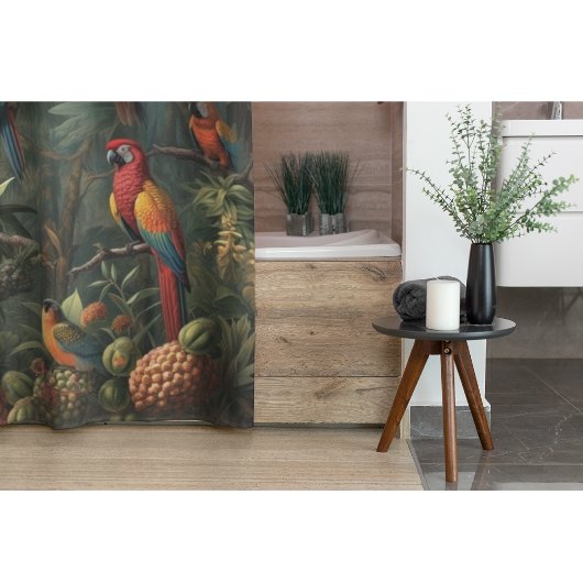 Botanische Papageienlandschaft und Ananas Duschvorhang