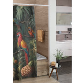 Botanische Papageienlandschaft und Ananas Duschvorhang
