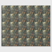 Botanische Papageienlandschaft und Ananas Geschenkpapier (Flach)