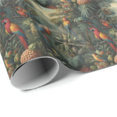Botanische Papageienlandschaft und Ananas Geschenkpapier (Rolleneckpunkt)
