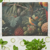 Botanische Papageienlandschaft und Ananas Geschirrtuch (Gefaltet)