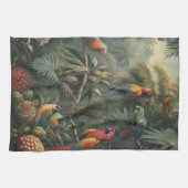 Botanische Papageienlandschaft und Ananas Geschirrtuch (Horizontal)